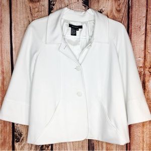 Sandro White Blazer Jacket 3/4 Sleeves Pockets Lined Sz M